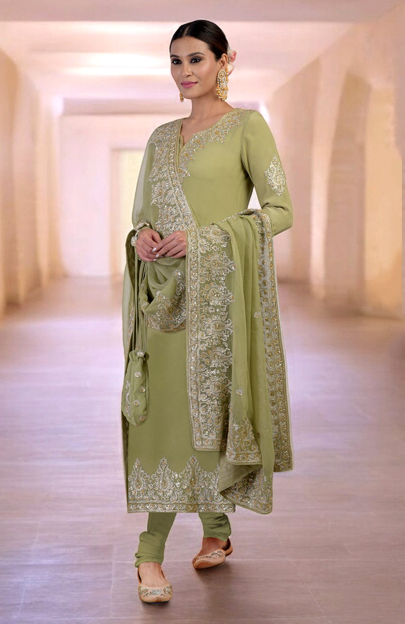 Bright Rose Gold Kashmiri Tilla & Zardozi Hand Embroidered Kurta Set