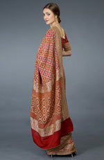 Pre-Order Red Bandhej & Banarasi Zari Zardozi Hand Embroidered Saree