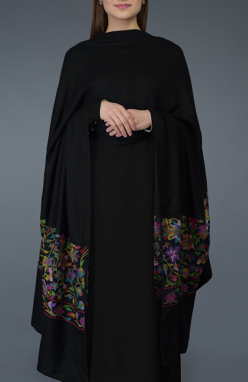 Black Kani Art Embroidered Dupatta with Suit