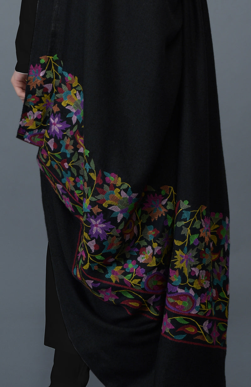 Black Kani Art Embroidered Dupatta with Suit