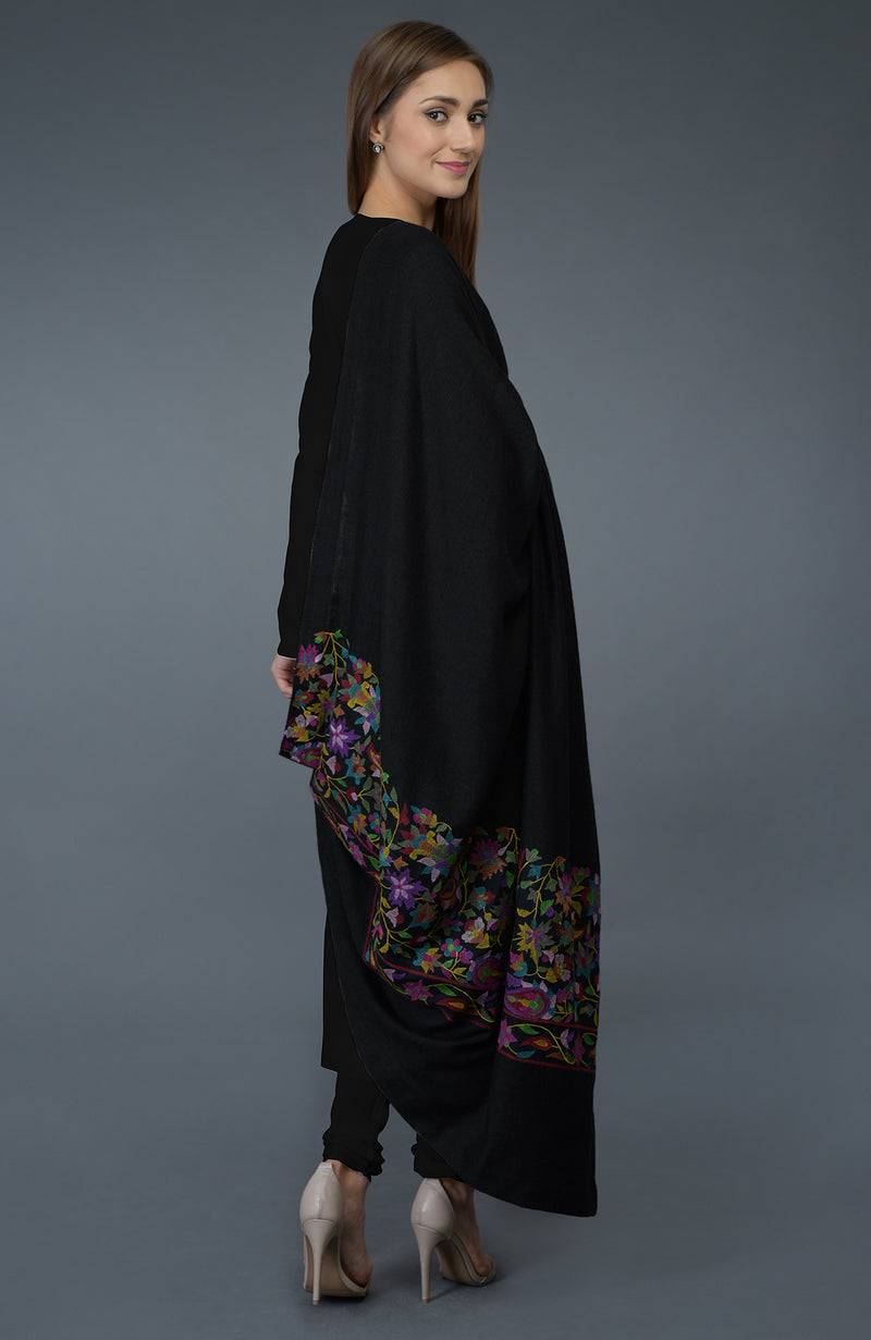 Black Kani Art Embroidered Dupatta with Suit