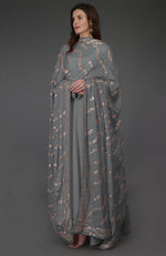 Grey Gota Patti and Kasab Zari Hand Embroidered Dupatta