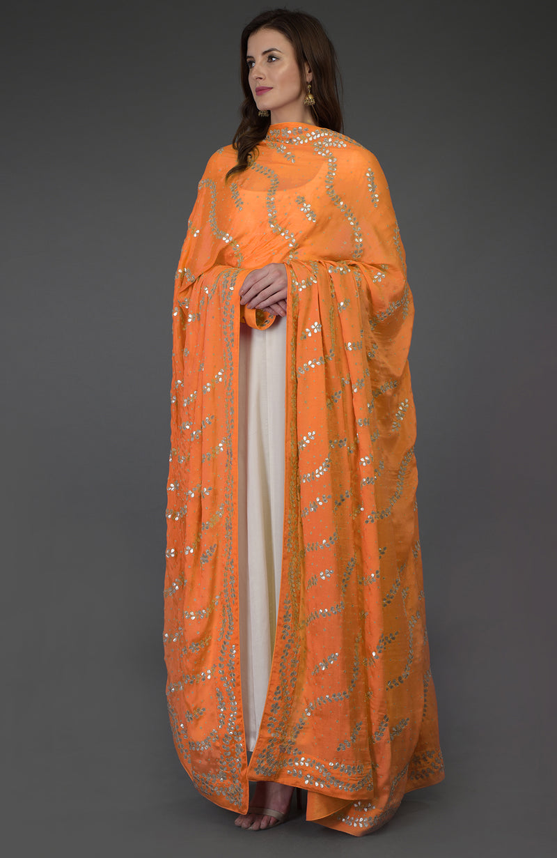 Mango Mojito Gota Patti & Zari Hand Embroidered Dupatta