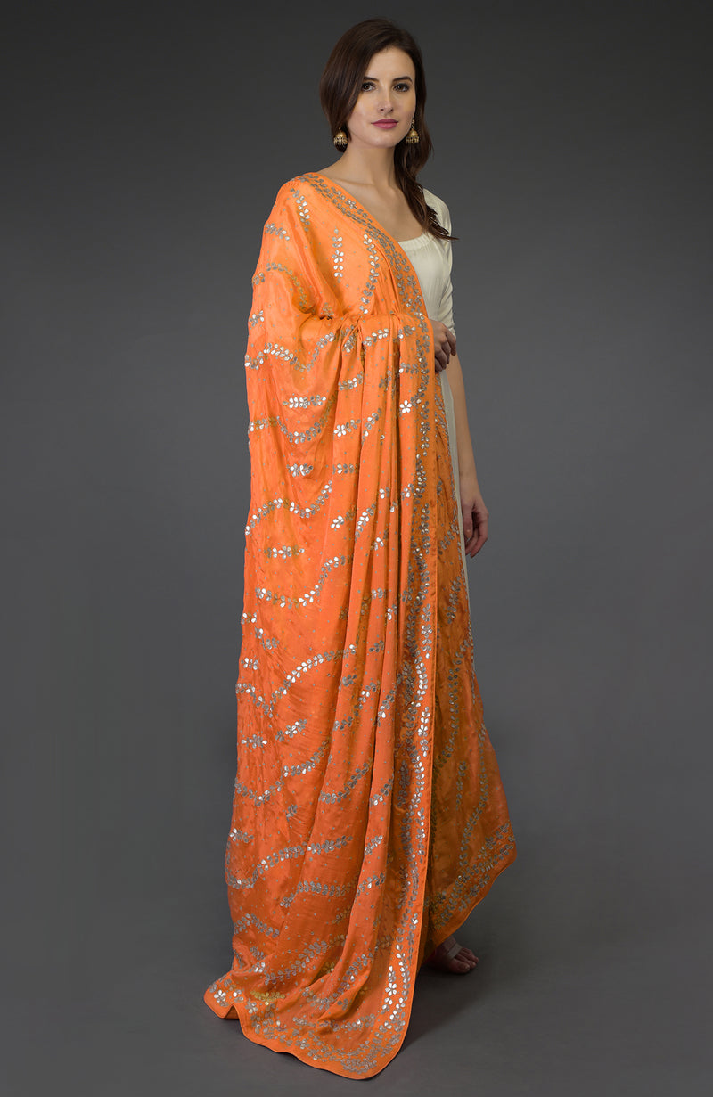 Mango Mojito Gota Patti & Zari Hand Embroidered Dupatta
