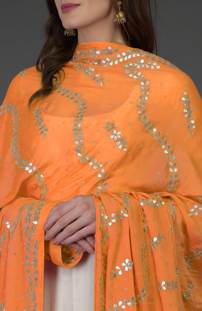 Mango Mojito Gota Patti & Zari Hand Embroidered Dupatta
