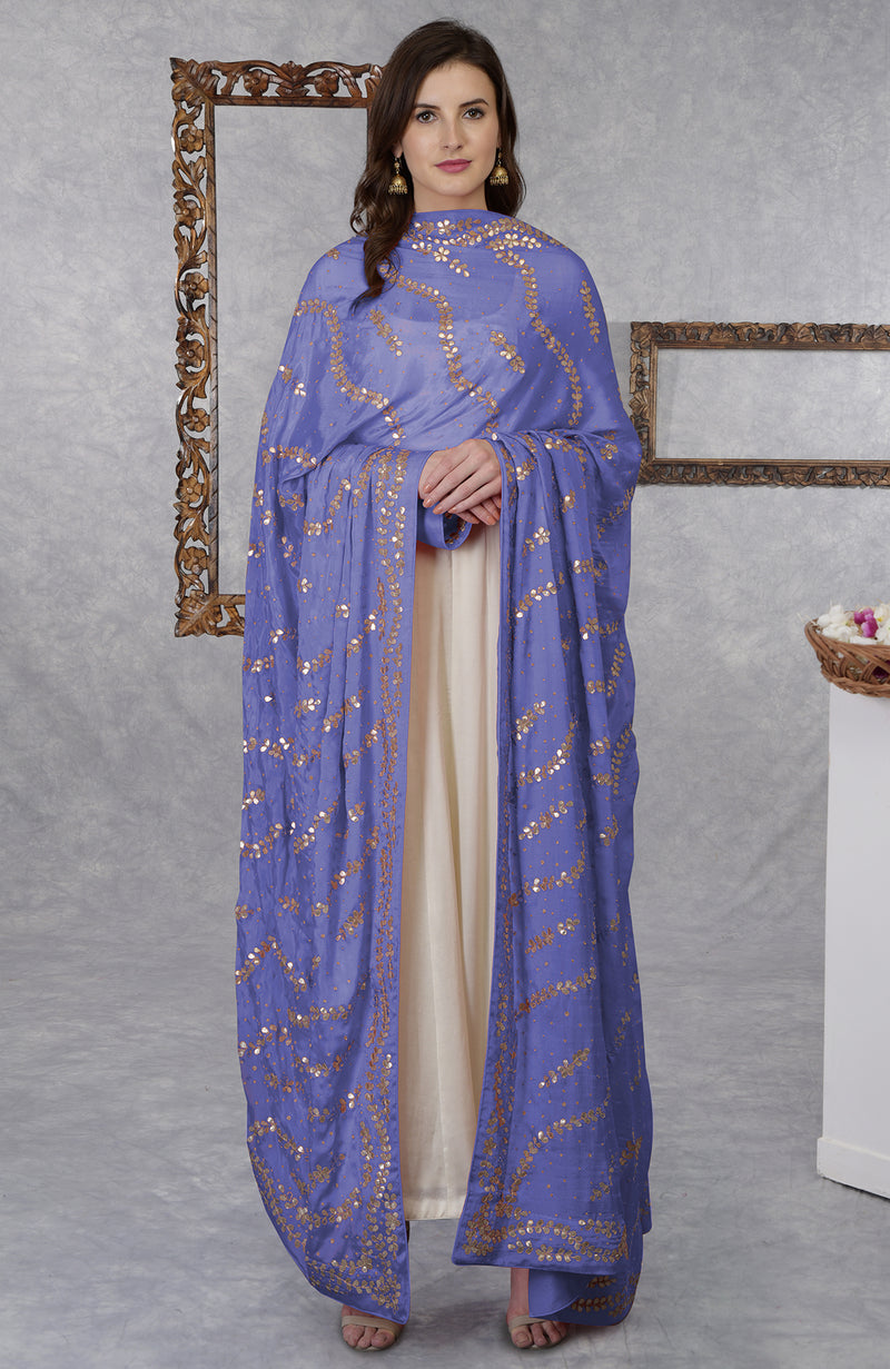 Very Peri Gota Patti and Kasab Zari Hand Embroidered Dupatta
