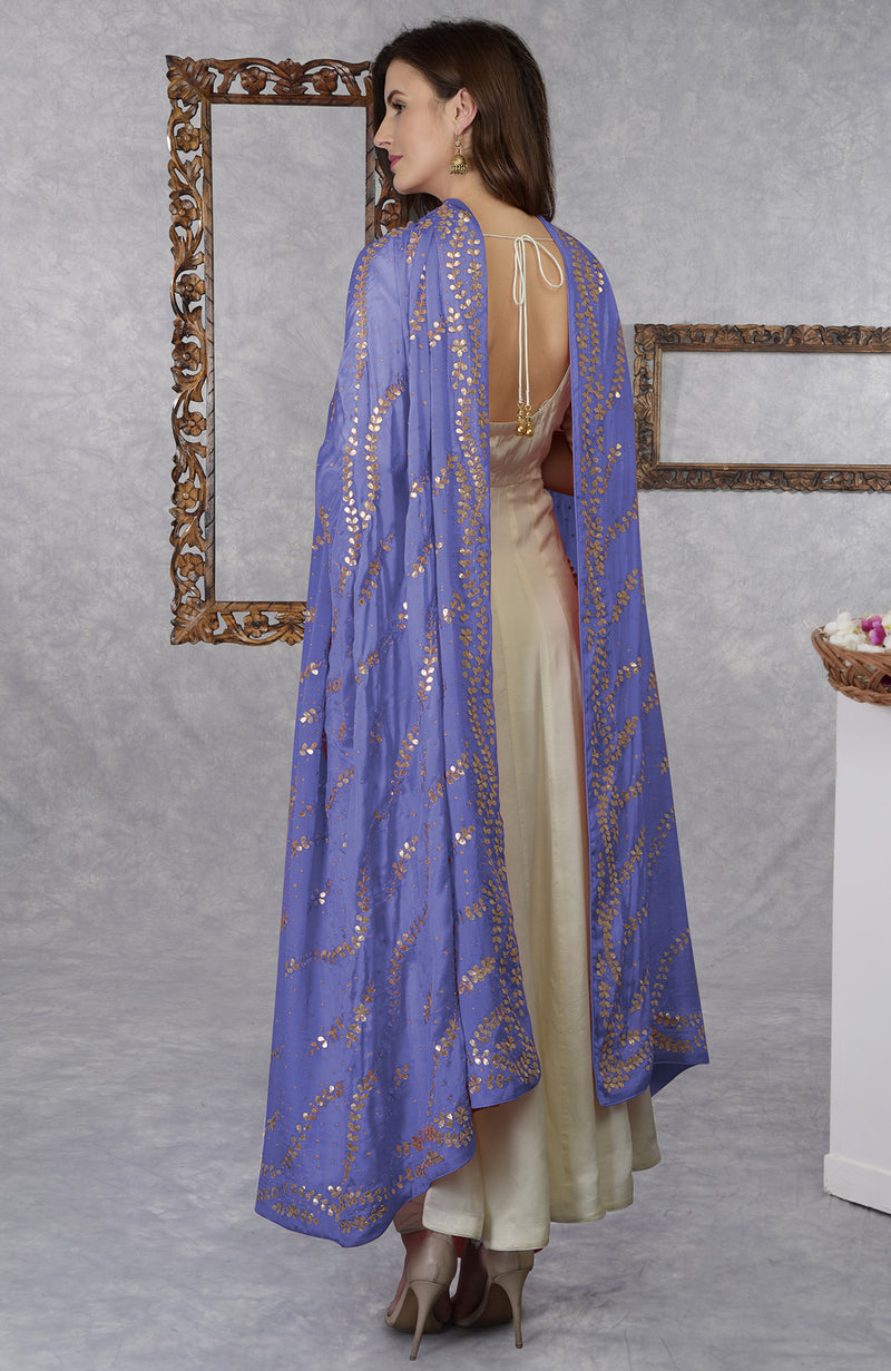 Very Peri Gota Patti and Kasab Zari Hand Embroidered Dupatta