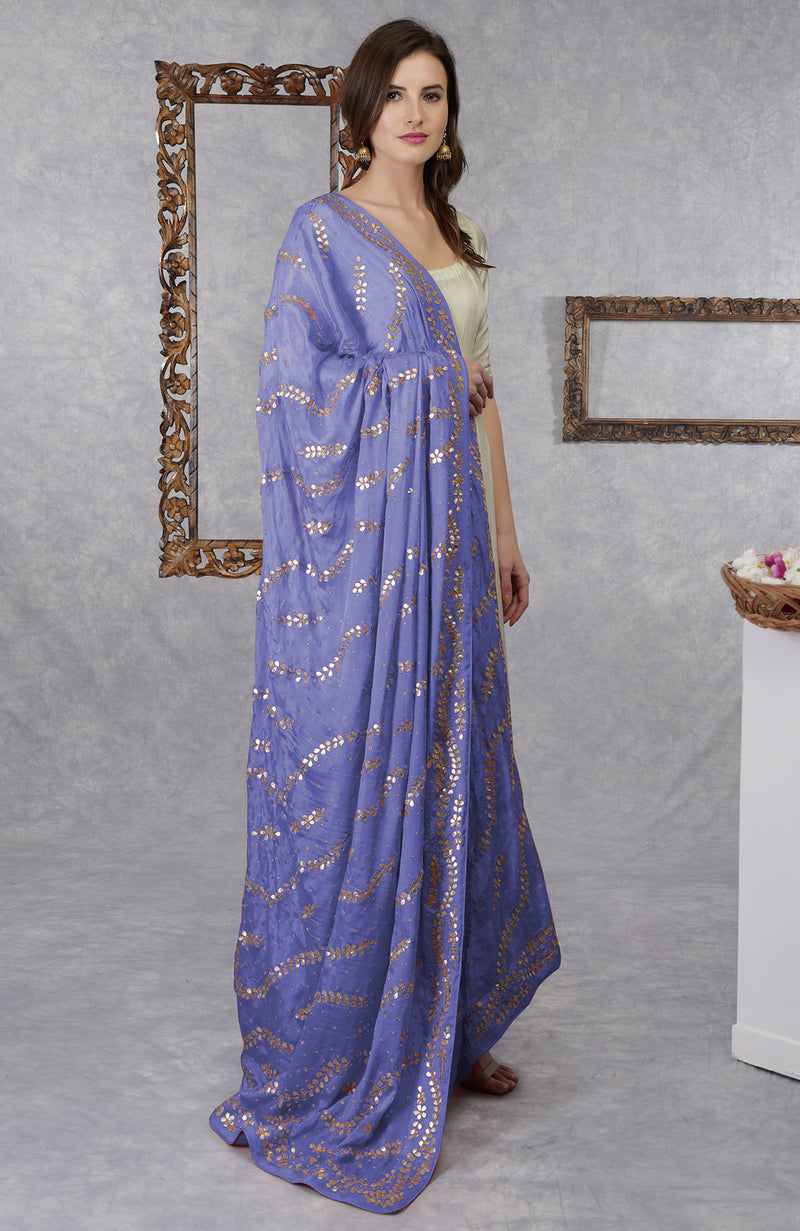 Very Peri Gota Patti and Kasab Zari Hand Embroidered Dupatta