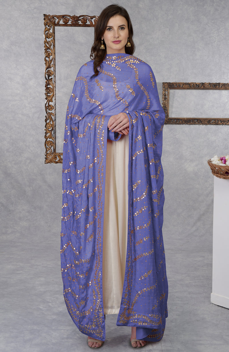 Very Peri Gota Patti and Kasab Zari Hand Embroidered Dupatta
