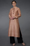 Terracotta- Black Raw Silk/ Silk/ Crepe/ Georgette Suit