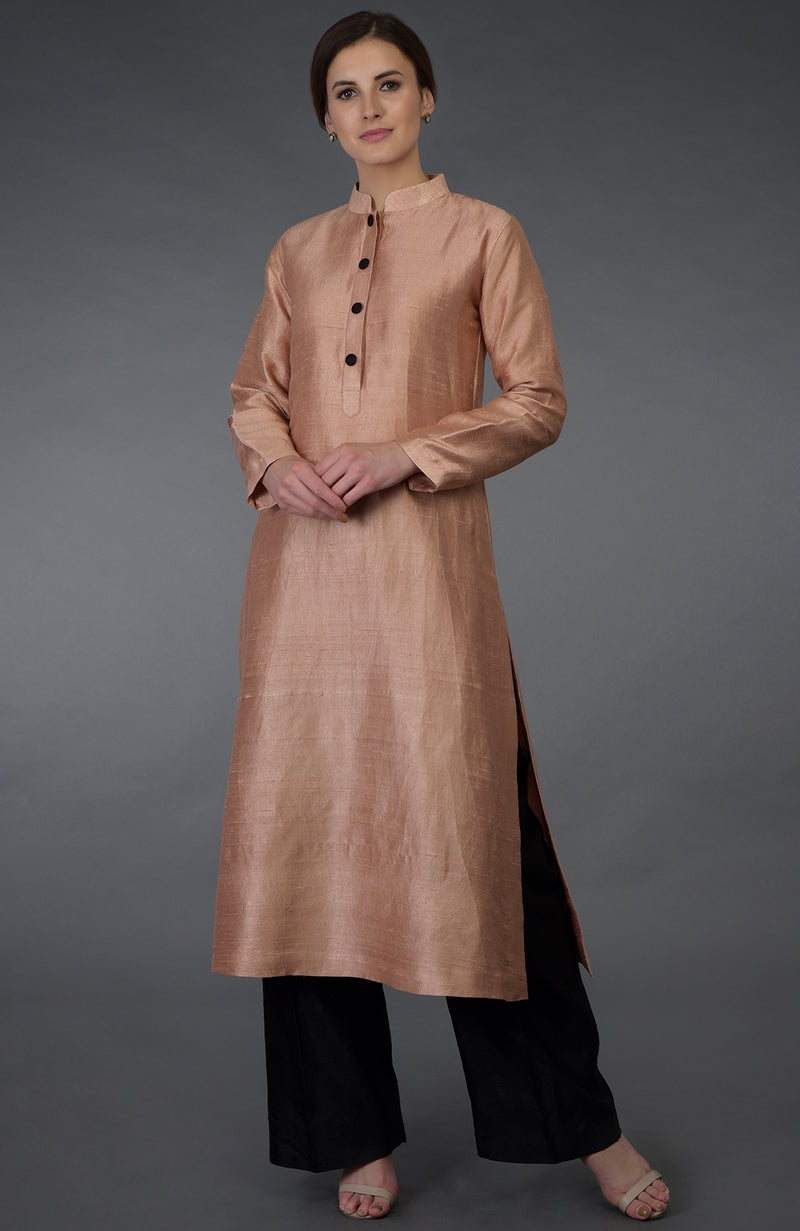 Terracotta- Black Raw Silk/ Silk/ Crepe/ Georgette Suit