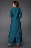 Peacock Blue Marori and Sequin Work Farshi Palazzo Suit