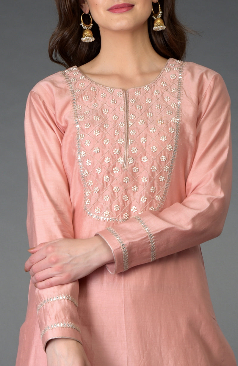 Pressed Rose Zardozi Gota Patti & Pearl Beads Farshi Suit