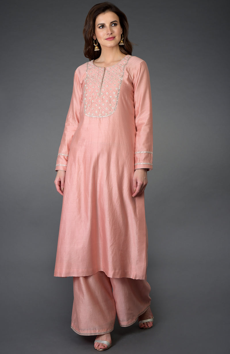 Pressed Rose Zardozi Gota Patti & Pearl Beads Farshi Suit