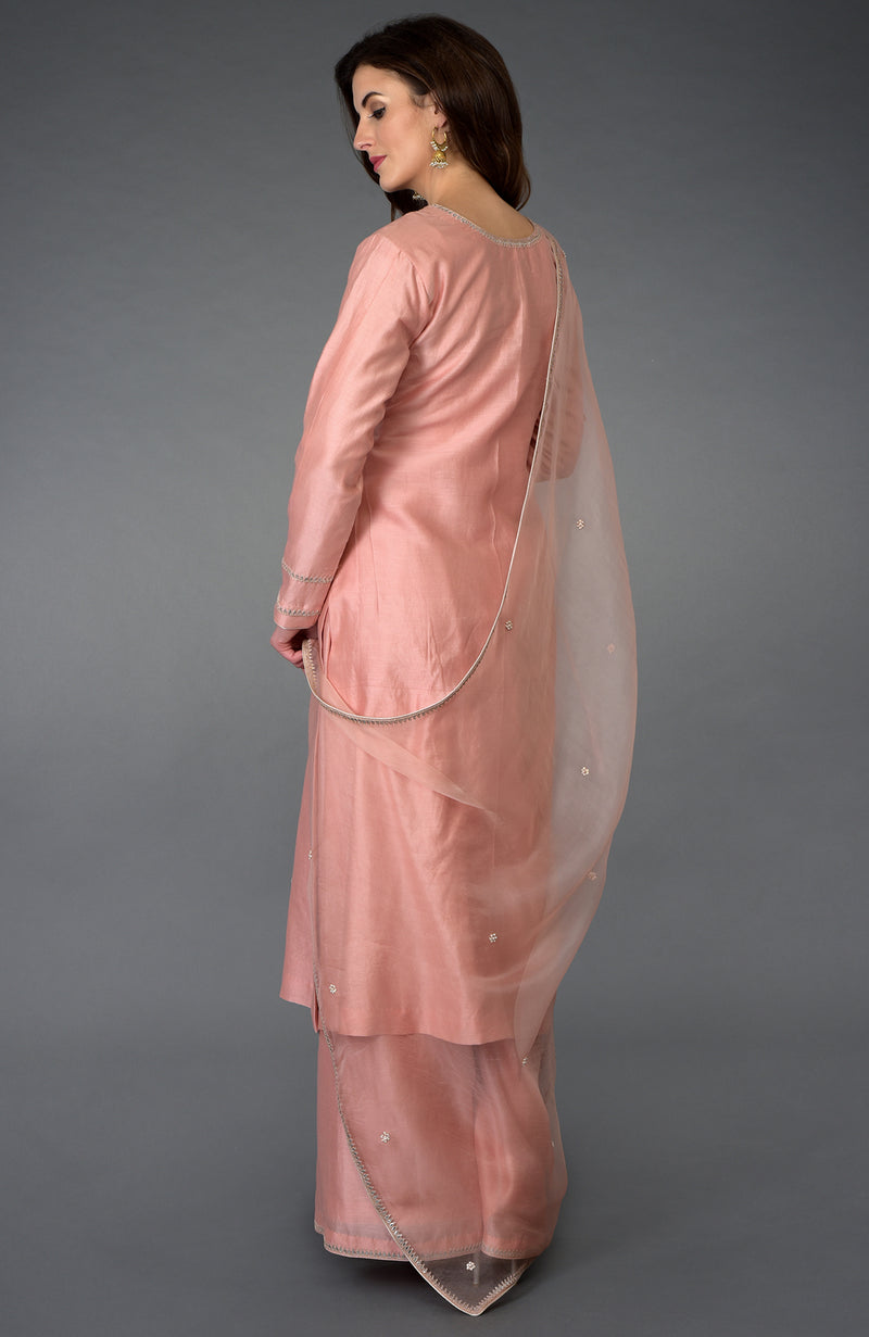 Pressed Rose Zardozi Gota Patti & Pearl Beads Farshi Suit