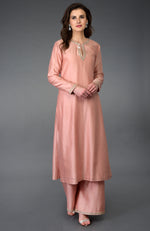 Pressed Rose Gota Patti and Mirror Work Farshi Palazzo Suit