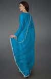 Teal Zardozi and Crystal Work Farshi Palazzo Suit