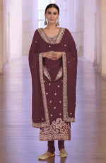 Burgundy Marori Gota Patti & Zardozi Hand Embroidered Kurta  Set