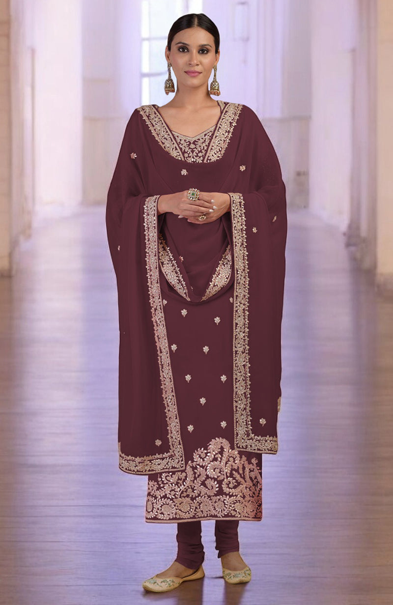 Burgundy Marori Gota Patti & Zardozi Hand Embroidered Kurta  Set