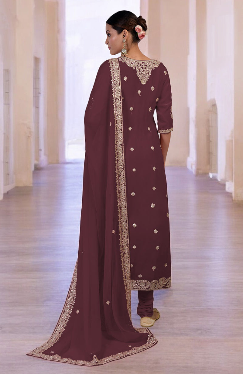 Burgundy Marori Gota Patti & Zardozi Hand Embroidered Kurta  Set