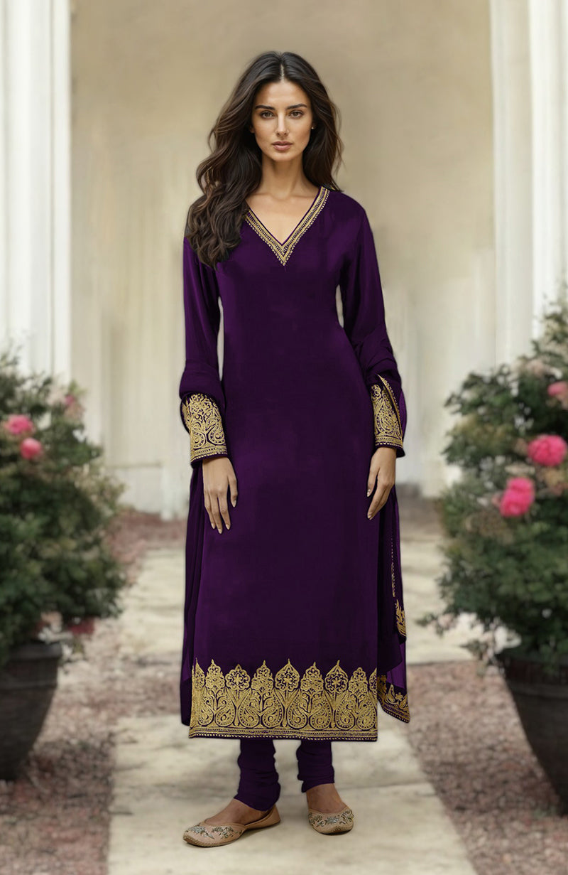 Chutney Gold Kashmiri Tilla Aari Embroidered Kurta Set