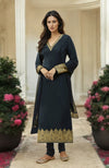 Black Gold Kashmiri Tilla Aari Embroidered Kurta Set