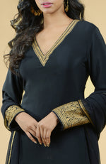 Black Gold Kashmiri Tilla Aari Embroidered Kurta Set