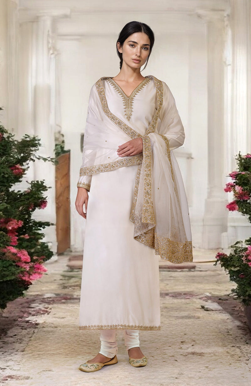 Ivory Marori & Zardozi Hand Embroidered Kurta Set
