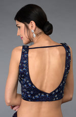 Eclipse Blue Crystal Sequin & Beads Hand Embroidered Blouse