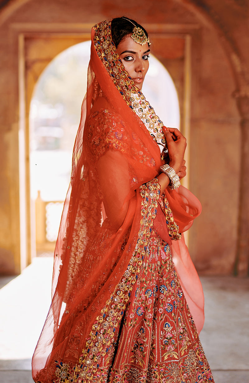 RAAGA-Anantprem Red Multicolour Lehenga Set