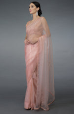 Pastel Peach Beads Hand Embroidered Saree & Blouse