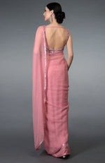 Pressed Rose Sequin & Beads Work Saree with Blouse