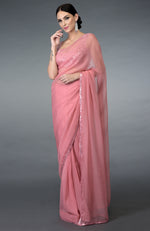 Pressed Rose Sequin & Beads Work Saree with Blouse