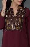 Burgundy Resham Sequin & Beads Embroidered Kurta Set