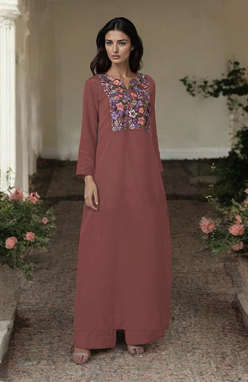 Eclipse Blue Resham Sequin & Beads Embroidered Kurta Set