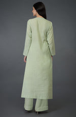 Pista Green Birds & Floral Embroidered Kurta Set