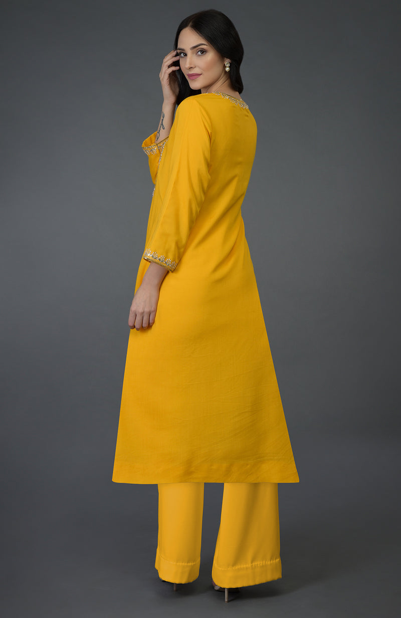 Sunglow Yellow Gota Sequin & Pearl Beads Kurta Set