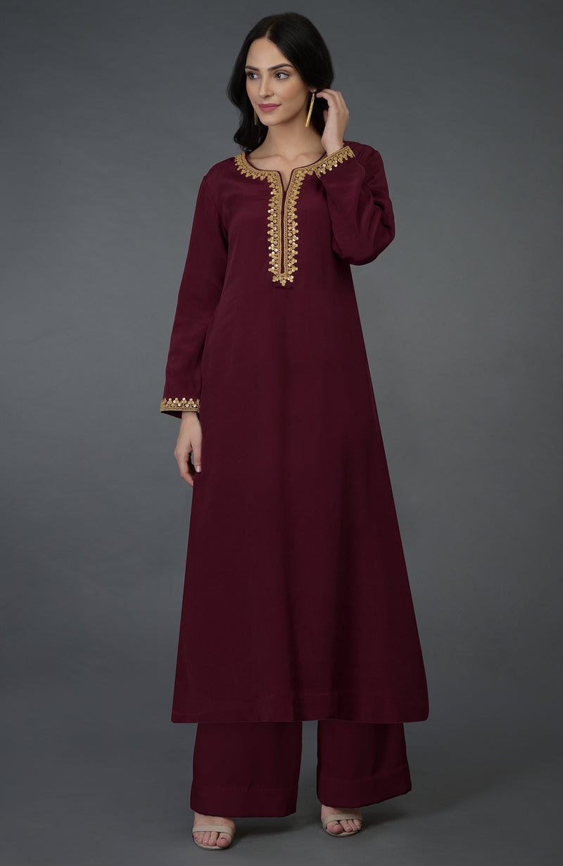 Marori & Sequin Hand Embroidered Kurta Set