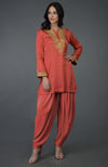 Mulled Grape Kashmiri Tilla Embroidered Dhoti Pants Suit