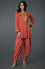 Mulled Grape Kashmiri Tilla Embroidered Dhoti Pants Suit