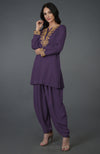 Mulled Grape Kashmiri Tilla Embroidered Dhoti Pants Suit