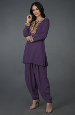 Mulled Grape Kashmiri Tilla Embroidered Dhoti Pants Suit