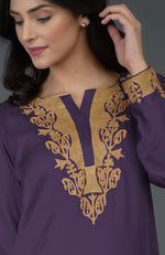 Mulled Grape Kashmiri Tilla Embroidered Dhoti Pants Suit