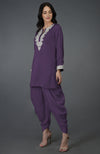 Mulled Grape Kashmiri Tilla Embroidered Dhoti Pants Suit