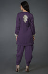 Mulled Grape Kashmiri Tilla Embroidered Dhoti Pants Suit