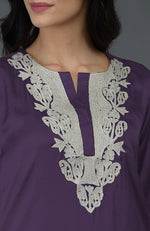 Mulled Grape Kashmiri Tilla Embroidered Dhoti Pants Suit