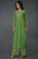 Pepper Stem Kashmiri Tilla Embroidered Kurta Set
