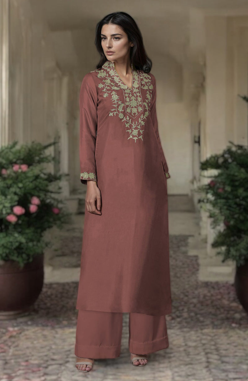 Iris Blue Kashmiri Tilla Embroidered Kurta Set