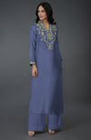 Iris Blue Kashmiri Tilla Embroidered Kurta Set