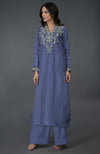 Iris Blue Kashmiri Tilla Embroidered Kurta Set